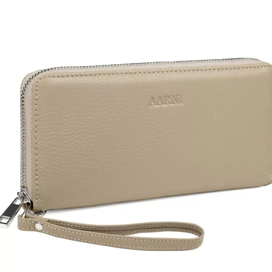 Hirvennahkainen Clutch, Taupe/Hopea>Aarni Shop