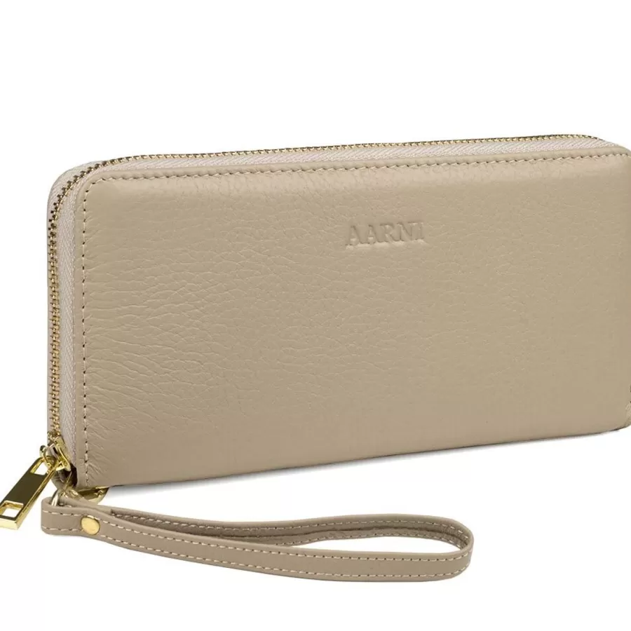 Hirvennahkainen Clutch, Taupe/Kulta>Aarni Shop