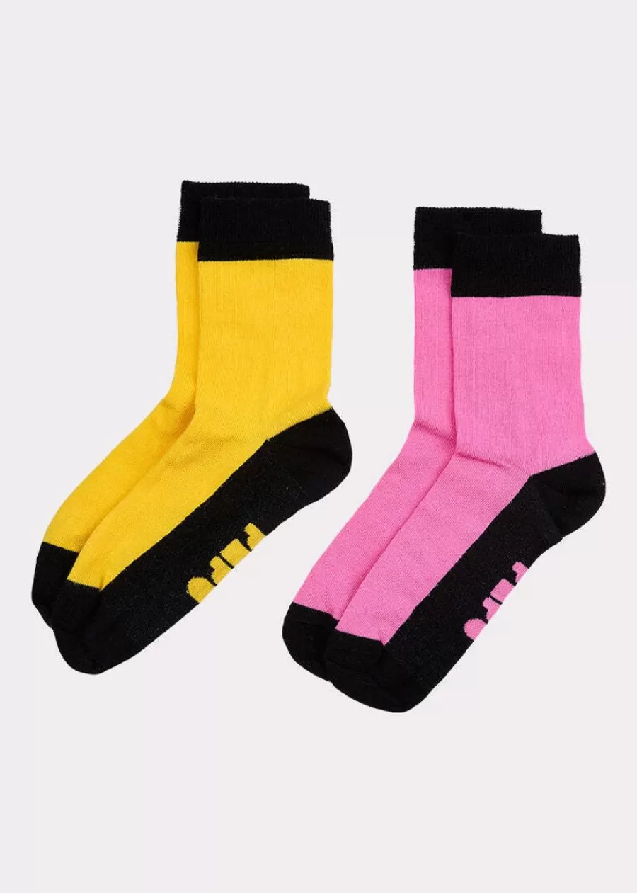 Sukat Tuplapakkaus, True Yellow/Pinkki>Papu Best Sale